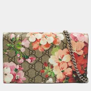 Gucci Multicolor Blooms GG Supreme Canvas Wallet on Chain
