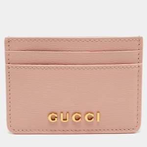 Gucci Light Pink Leather Script Card Holder