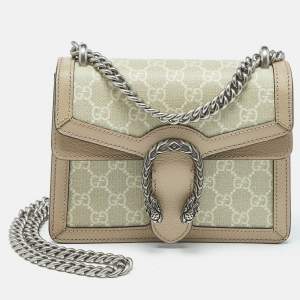 Gucci Beige GG Supreme Canvas and Leather Mini Dionysus Shoulder Bag