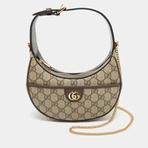 Gucci Brown/Beige GG Supreme Canvas Super Mini Ophidia Hobo