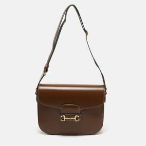 Pre Owned Gucci Brown Leather Horsebit 1955 Shoulder Bag