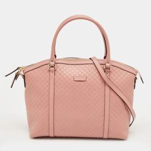 Pre Owned Gucci Pink Microguccissima Leather Dome Satchel