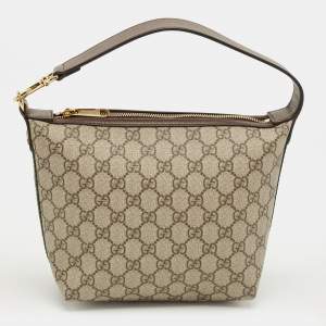 Pre Owned Gucci Beige/Brown GG Supreme Canvas and Leather Ophidia Bag