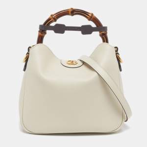 مملوكة مسبقًا Gucci Bamboo Diana Small Off White Leather Hobo