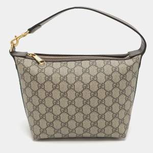 Pre Owned Gucci Ophidia Web Beige Supreme Canvas Shoulder Bag
