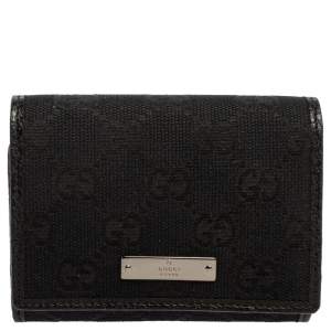 Gucci Black GG Canvas Flap Card Holder