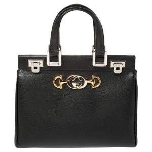 مملوكة مسبقًا Gucci Black Grain Leather Small Zumi Tote