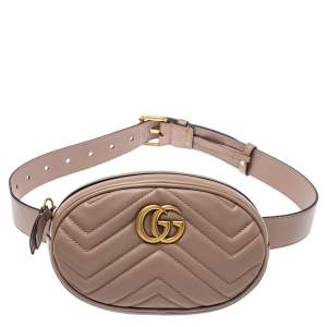 Gucci Beige Matelasse Leather GG Marmont Belt Bag
