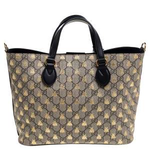 مملوكة مسبقًا حقيبة غوتشي كانفاس سوبريم جي جي/أسود وجلد صغيرة