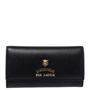 مملوكة مسبقًا  محفظة كونتيننتال غوتشي آنيمالير جلد سوداء