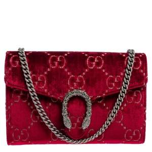 مملوكة مسبقًا Gucci Red GG Velvet Mini Dionysus Wallet On Chain