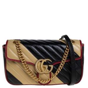 Gucci Tricolor Matelasse Leather Small GG Marmont Torchon Shoulder Bag