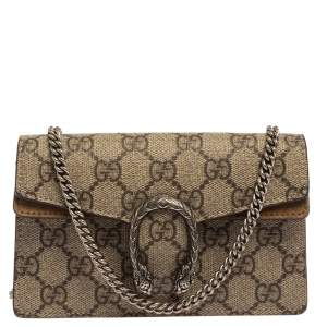 مملوكة مسبقًا Gucci Beige GG Supreme Canvas and Suede Super Mini Dionysus Shoulder Bag