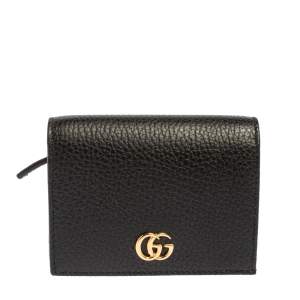 مملوكة مسبقًا Gucci Black Leather GG Marmont Card Case