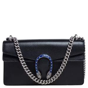 Pre Owned Gucci Black Leather Small Dionysus Shoulder Bag