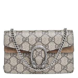 مملوكة مسبقًا Gucci Beige GG Supreme Canvas And Suede Super Mini Dionysus Shoulder Bag
