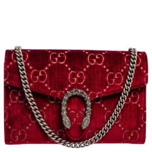 مملوكة مسبقًا Gucci Red GG Velvet Mini Dionysus Wallet On Chain