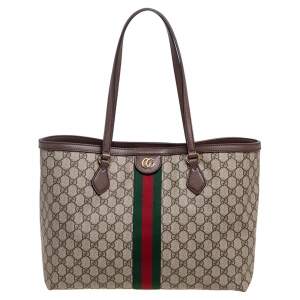 Pre Owned Gucci Beige/Ebony GG Supreme Canvas Medium Ophidia Tote