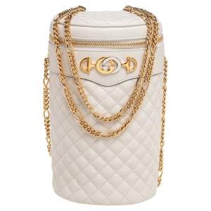 Pre Owned Gucci Off Whie Leather Trapuntata Crossbody Bag