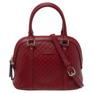 Pre Owned Gucci Red Microguccissima Leather Mini Dome Bag