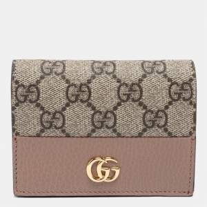 مملوكة مسبقًا محفظة غوتشي مارمونت جلد وكانفاس سوبريم جي جي بيج/وردي
