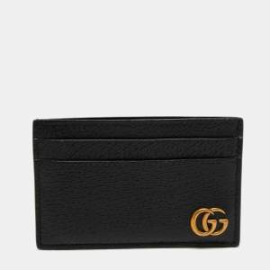 Pre Owned Gucci Black Leather GG Marmont Card Holder