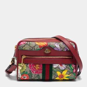 Pre Owned Gucci Multicolor GG Supreme Canvas and Leather Mini Ophidia Crossbody Bag