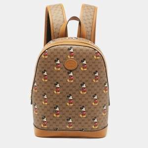 Gucci x Disney Brown GG Supreme Canvas and Leather Mickey Mouse Backpack