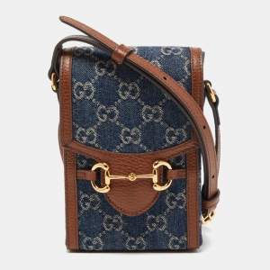 Gucci Denim And Leather Mini Horsebit 1955 Mini Crossbody Bag