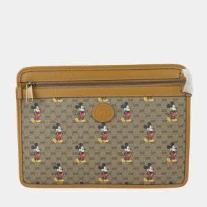 Gucci x Disney Brown GG Canvas and Leather Mickey Mouse Pouch