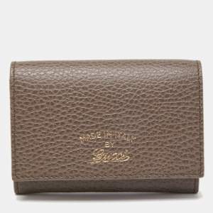 Gucci Grey/Pink Leather Swing Flap Card Case