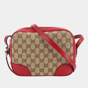 Pre Owned Gucci Brown Leather and Canvas Bree Shoulder Bag