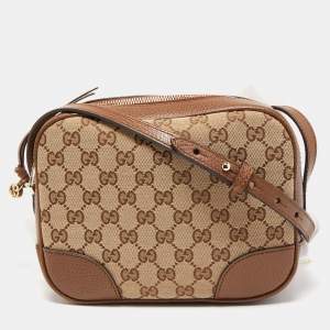 Gucci Brown/Beige GG Canvas and Leather Bree Crossbody Bag