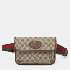 Gucci Brown GG Supreme Canvas and Leather Neo Vintage Web Belt Bag