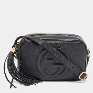 Pre Owned Gucci Black Leather Mini Soho Disco Shoulder Bag