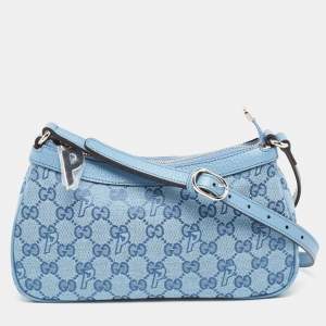 Pre Owned Gucci x Palace Blue GG-P Canvas Half-Moon Mini Bag