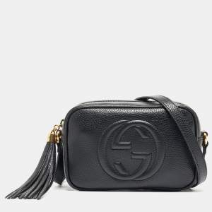 Pre Owned Gucci Black Leather Mini Soho Disco Shoulder Bag