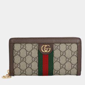 Gucci Beige Canvas and Leather Ophidia Continental GG Supreme Continental Wallet