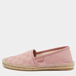Gucci Pink GG Canvas and Leather Espadrilles Flats Size 36.5