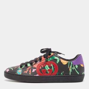 Gucci x Ken Scott Multicolor Floral Leather Ace Sneakers Size 36.5