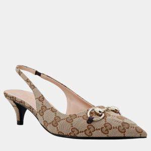 Gucci Beige GG Slingback Pumps EU 36