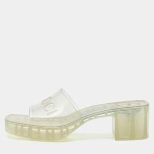 Gucci Transparent Rubber Embossed Logo Slide Sandals Size 39