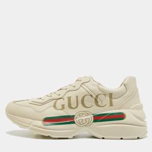 Gucci Cream Leather Vintage Logo Rhyton Sneakers Size 41