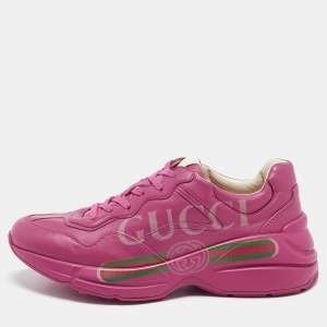 Gucci Red  Leather Rhyton Low Top Sneakers Size 40
