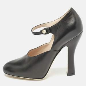 Gucci Black Leather Lesley Ankle Strap Pumps Size 41.5