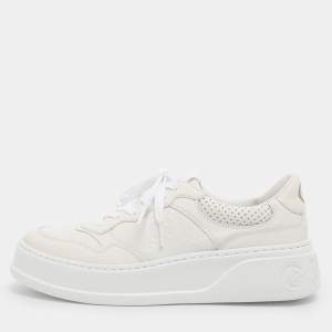 Pre Owned Gucci White Leather Chunky B Low Top Sneakers Size 40