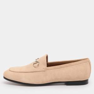 Pre Owned Gucci Beige Suede Jordaan Loafers Size 36.5