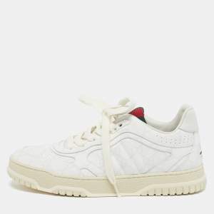 مملوكة مسبقًا Gucci Re-Web Size 38 White GG Coated Fabric Low Top Sneakers