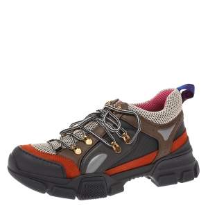 Gucci Multicolor Leather, Suede and Mesh Flashtrek Reflective Sneakers Size 40
