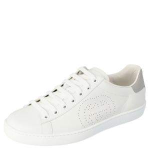 Gucci White Leather Interlocking G Ace Low-Top Sneakers Size 37